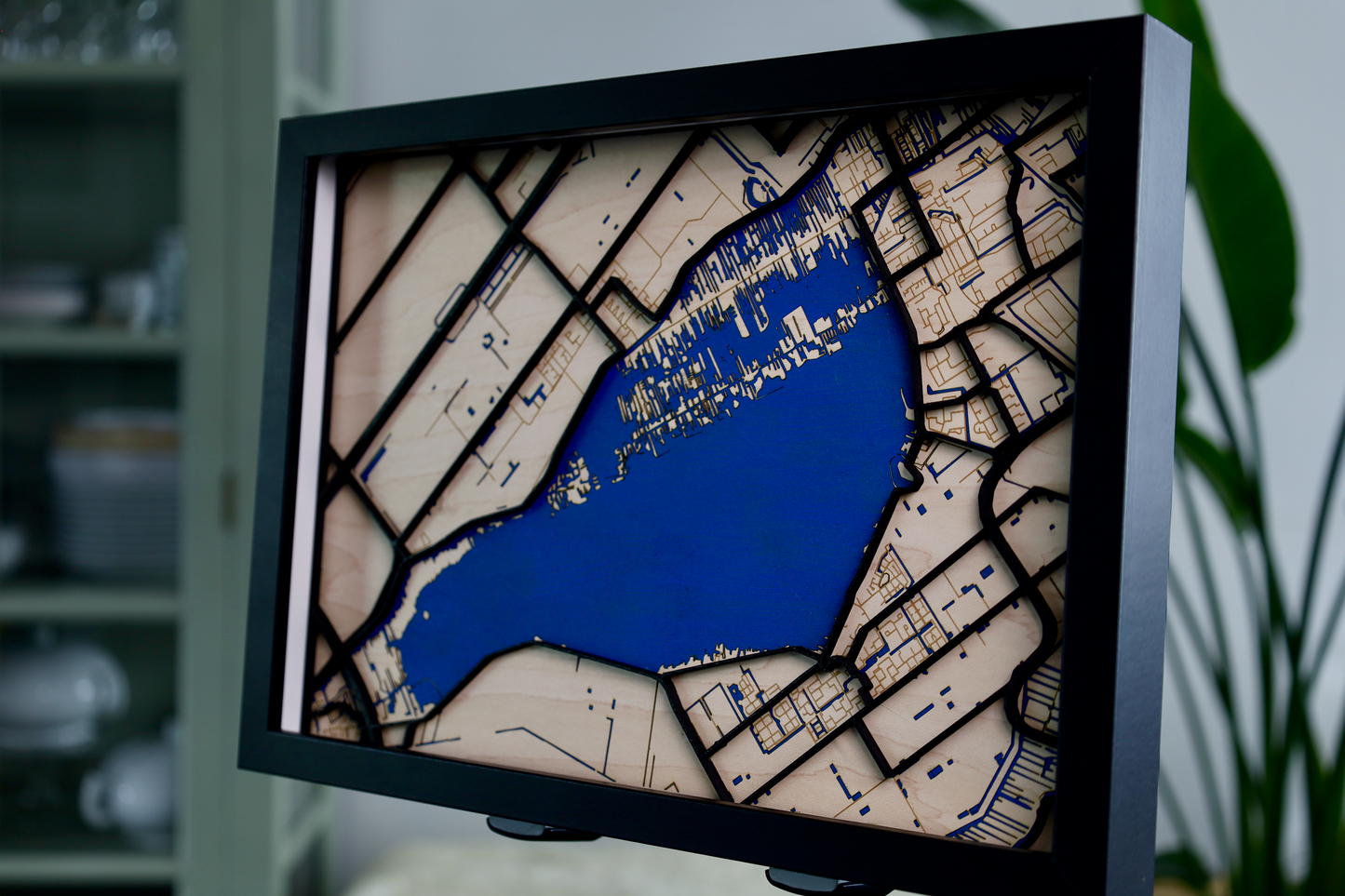 Wooden 3D Map of Aalsmeer with Glass Plate