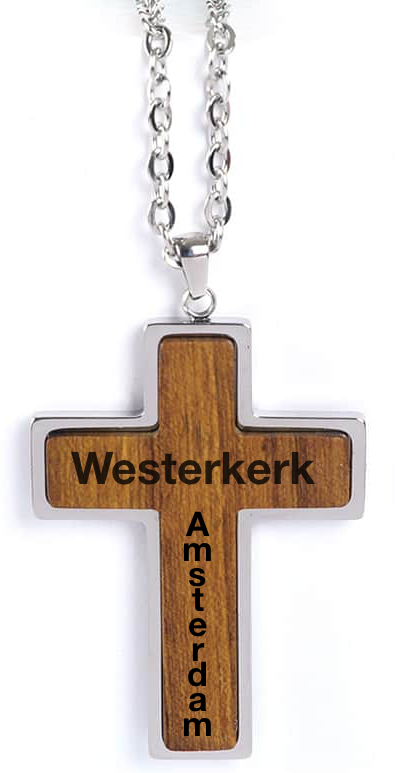 Gravierte Holzanhänger-Halskette Kreuz – Westerkerk graviert
