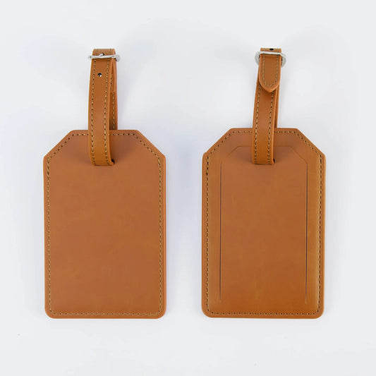 Luxuriöser Reisegepäckanhänger mit Sichtschutzklappe aus Rohleder (inklusive beidseitiger Gravur!)