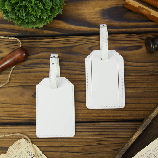 Luxuriöser Kofferanhänger mit Sichtschutzklappe, weiß (inklusive beidseitiger Gravur!)