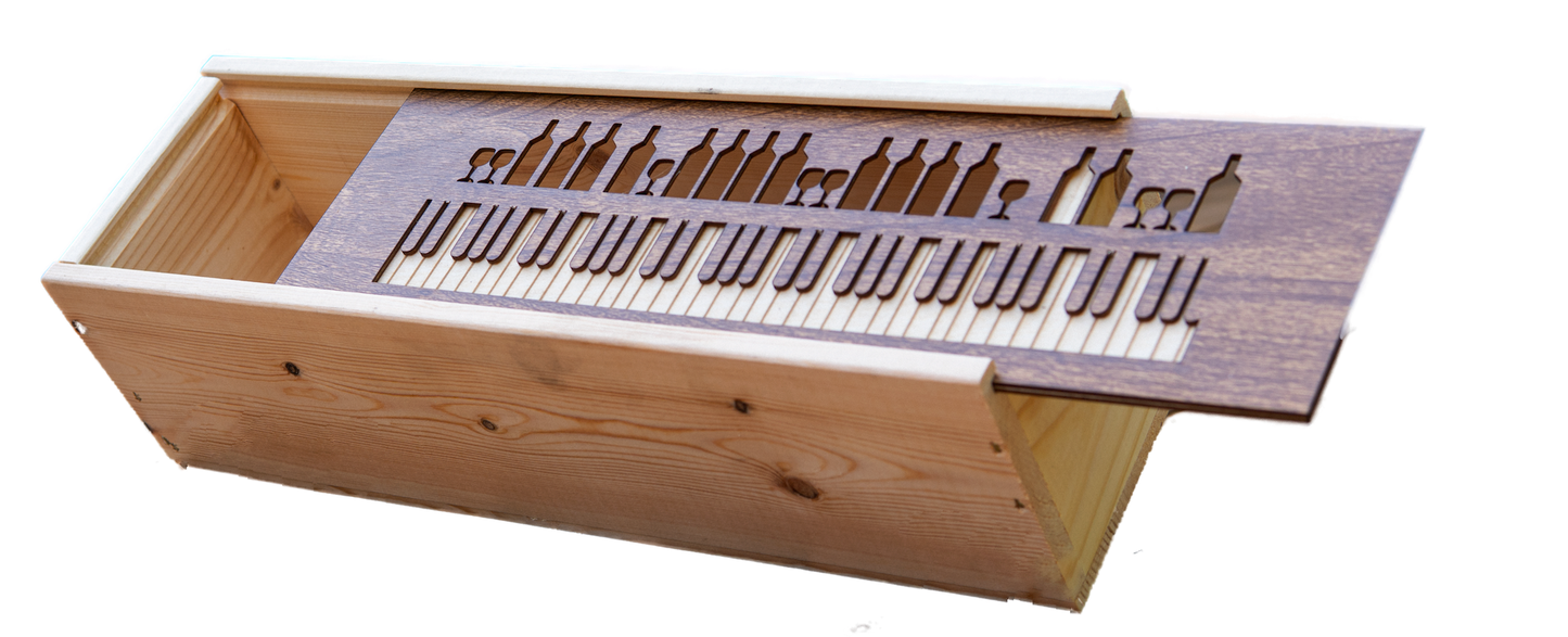 Wine box with piano cutout