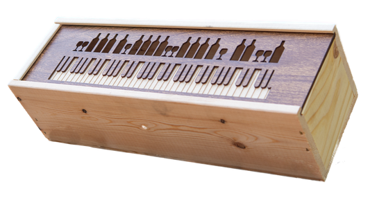 Wine box with piano cutout
