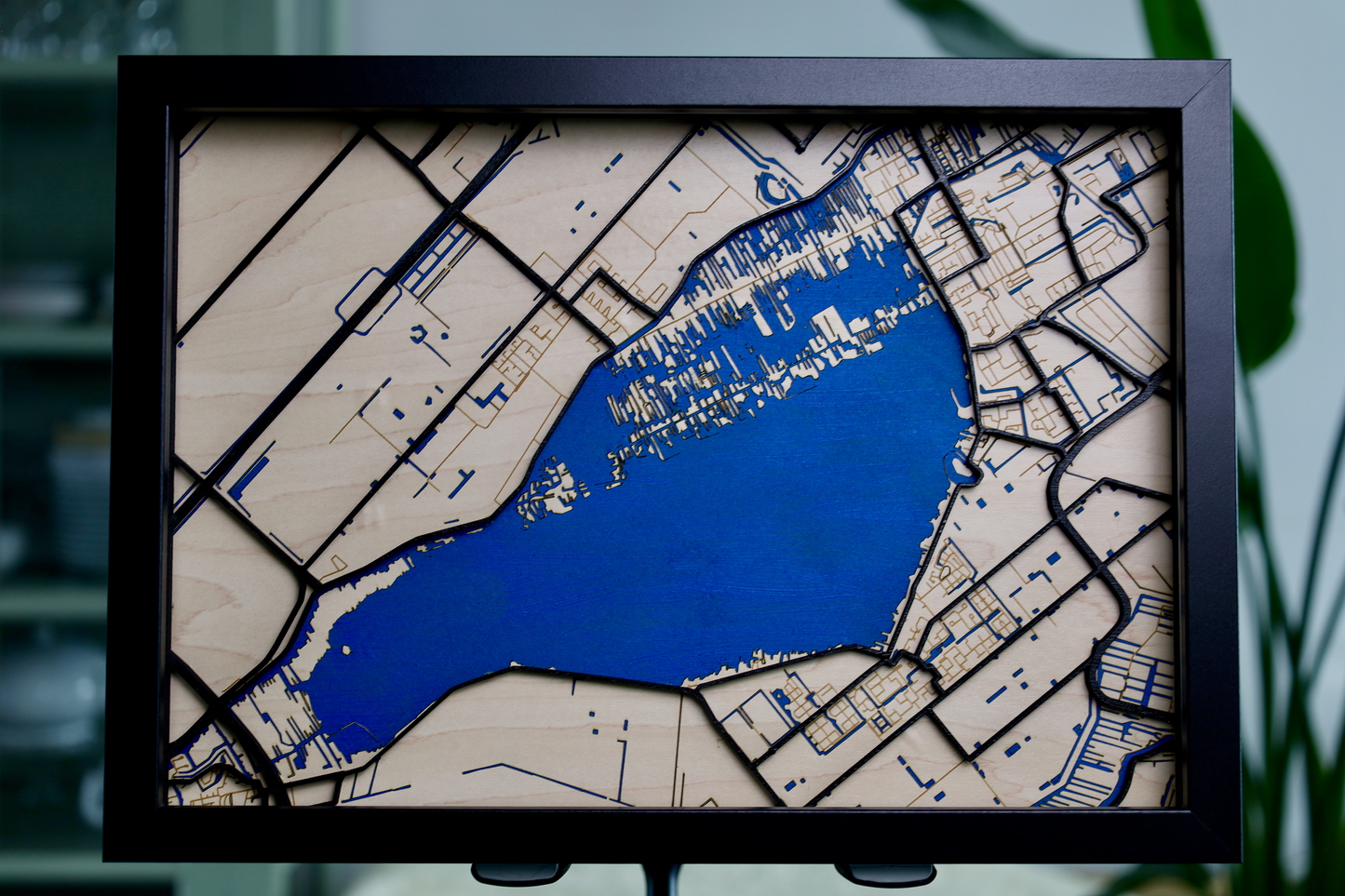 Houten 3D Kaart van Aalsmeer met Glasplaat