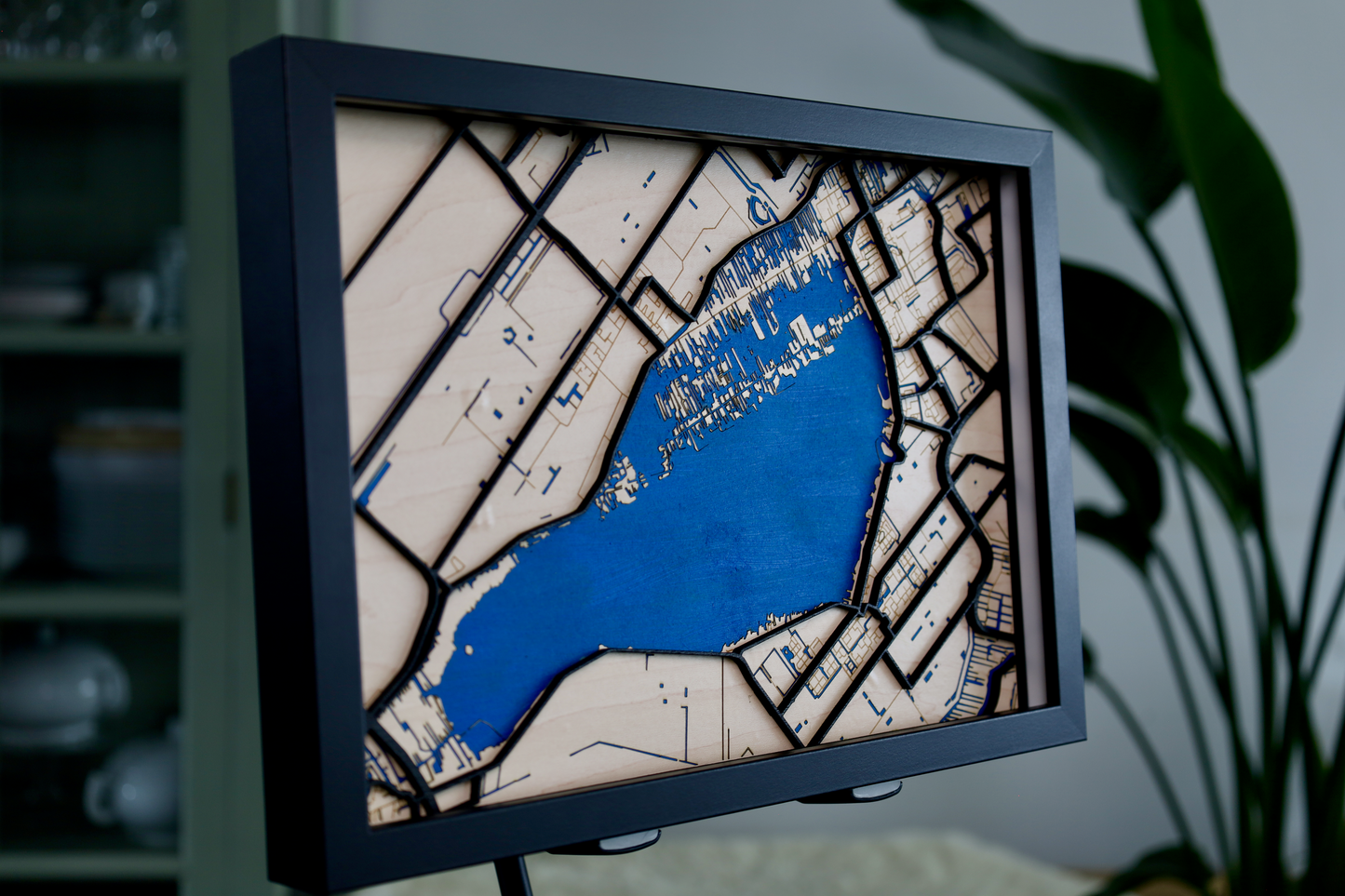 Houten 3D Kaart van Aalsmeer met Glasplaat