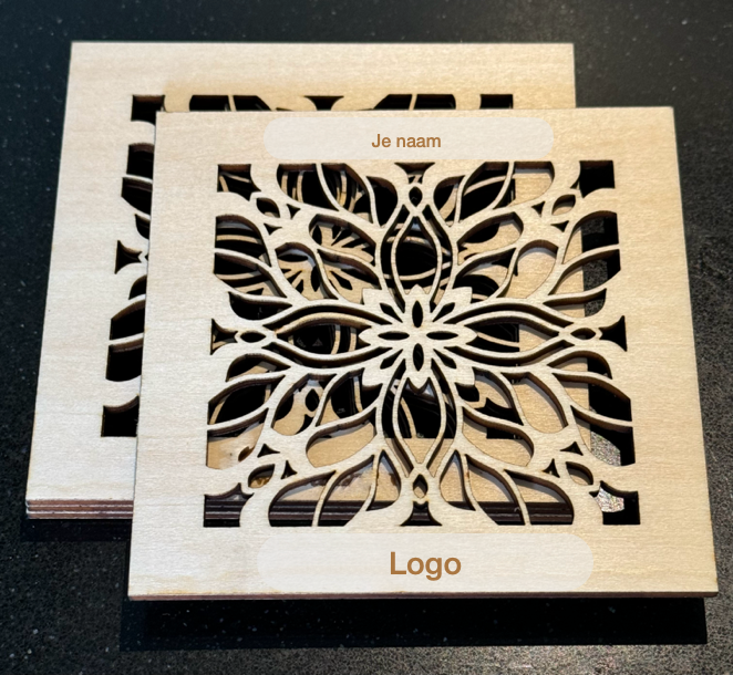 Onderzetters hout gepersonaliseerd