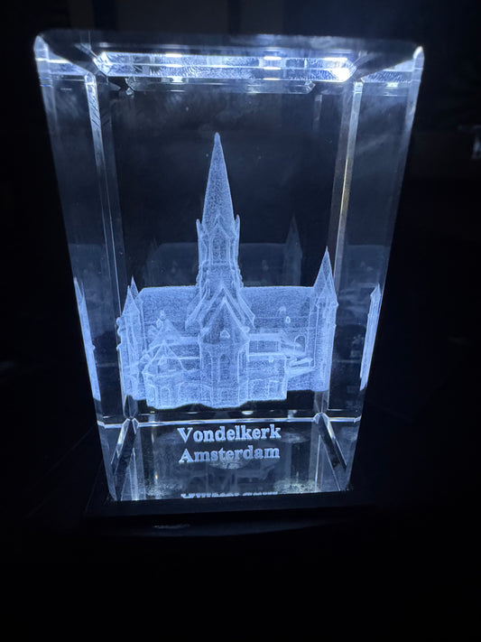 K9 Kristal met Gravure Vondelkerk – 50 × 50 × 80 mm (kopie)