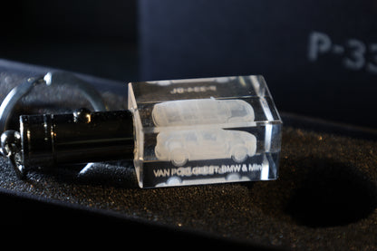 Kristall-Schlüsselanhänger mit 3D-Gravur Ihres Motorrads oder Autos