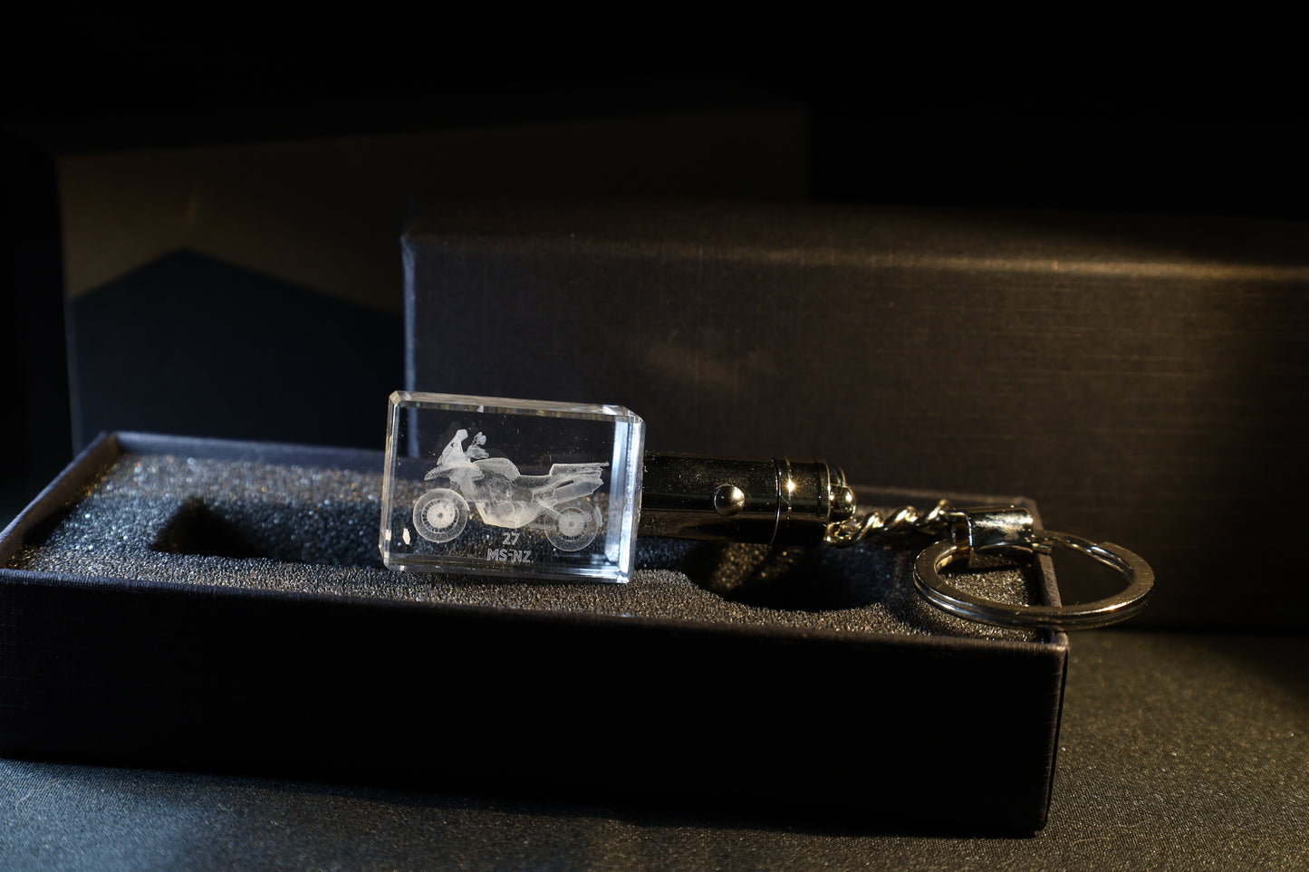 Pels Motoren Kristal Sleutelhanger met jouw Motor in 3D