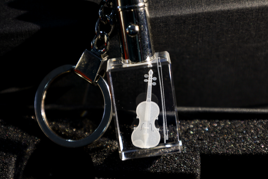 Sleutelhanger Viool – 3D miniatuur met jouw eigen gravure