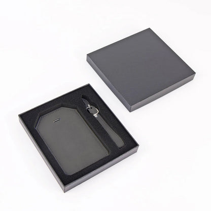 Luxe Reiskofferlabel met Privacyklep Grijs (inclusief 2 kanten graveren!)