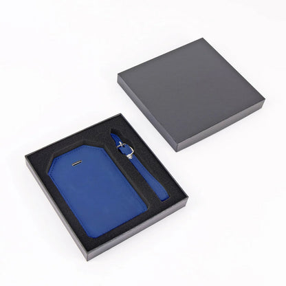 Luxe Reiskofferlabel met Privacyklep Marine Blauw (inclusief 2 kanten graveren!)