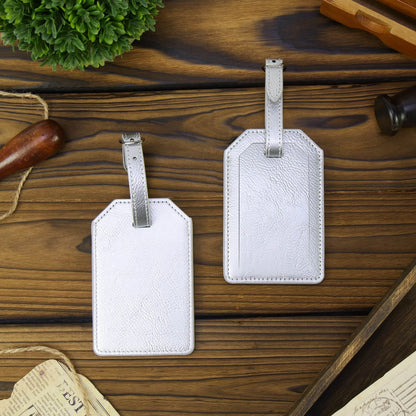 Luxe Reiskofferlabel met Privacyklep Zilver (inclusief 2 kanten graveren!)