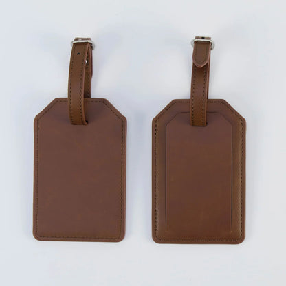 Luxe Reiskofferlabel met Privacyklep Bruin (inclusief 2 kanten graveren!)