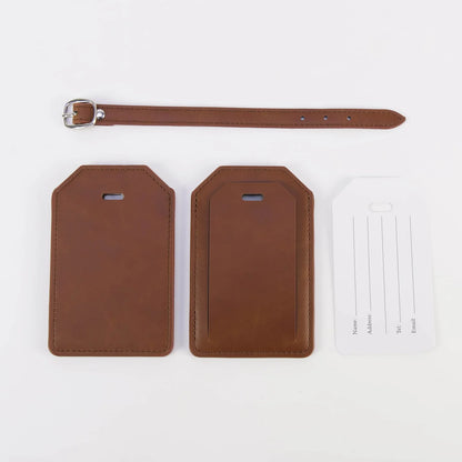 Luxe Reiskofferlabel met Privacyklep Bruin (inclusief 2 kanten graveren!)