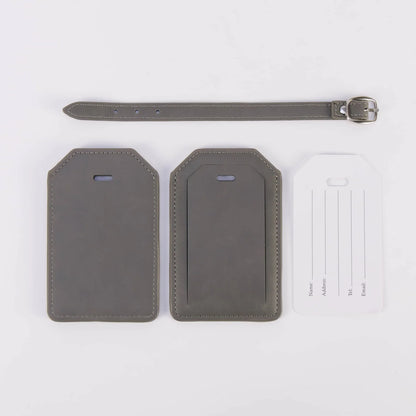 Luxe Reiskofferlabel met Privacyklep Grijs (inclusief 2 kanten graveren!)