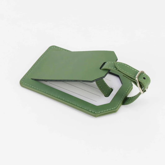 Luxe Reiskofferlabel met Privacyklep Groen (inclusief 2 kanten graveren!)