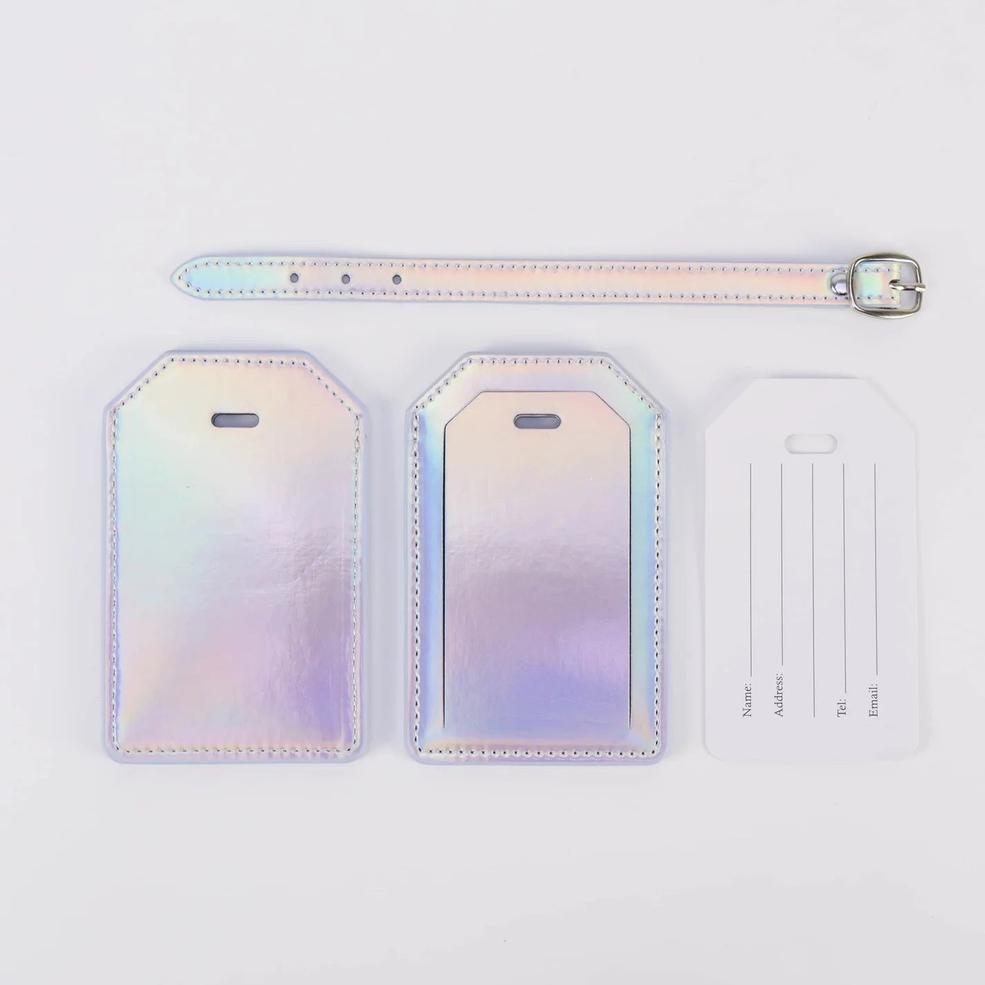 Luxe Reiskofferlabel met Privacyklep Holographic (inclusief 2 kanten graveren!)