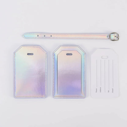 Luxe Reiskofferlabel met Privacyklep Holographic (inclusief 2 kanten graveren!)