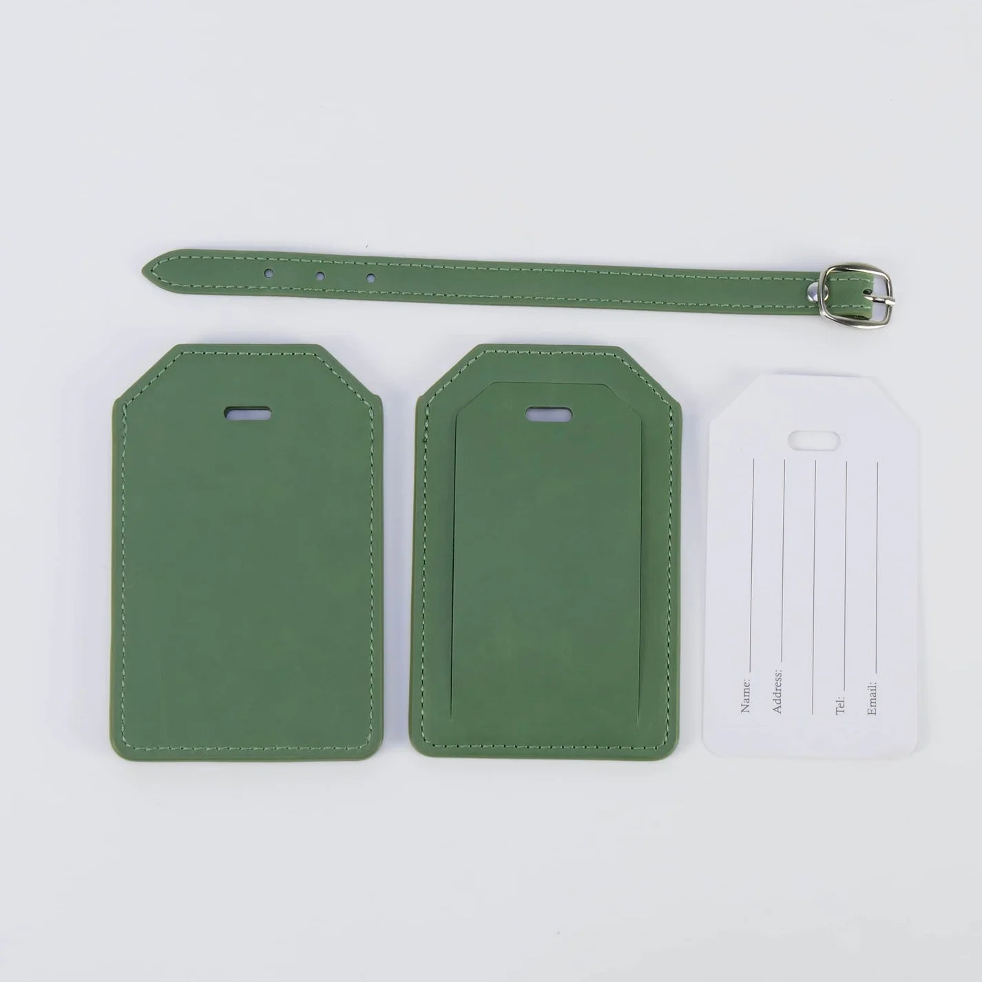 Luxe Reiskofferlabel met Privacyklep Groen (inclusief 2 kanten graveren!)