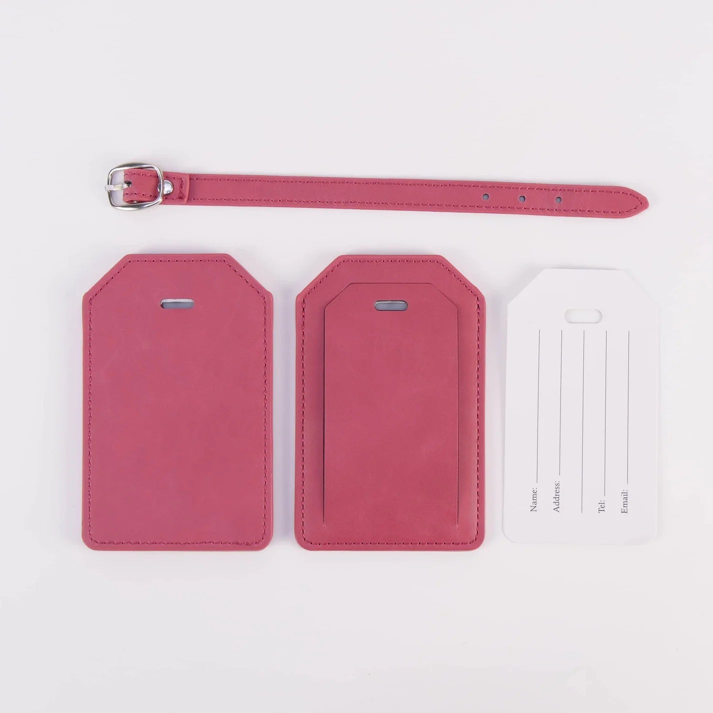 Luxe Reiskofferlabel met Privacyklep Rose (inclusief 2 kanten graveren!)