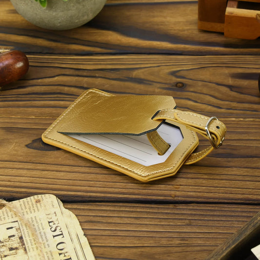 Luxe Reiskofferlabel met Privacyklep Goud (inclusief 2 kanten graveren!)