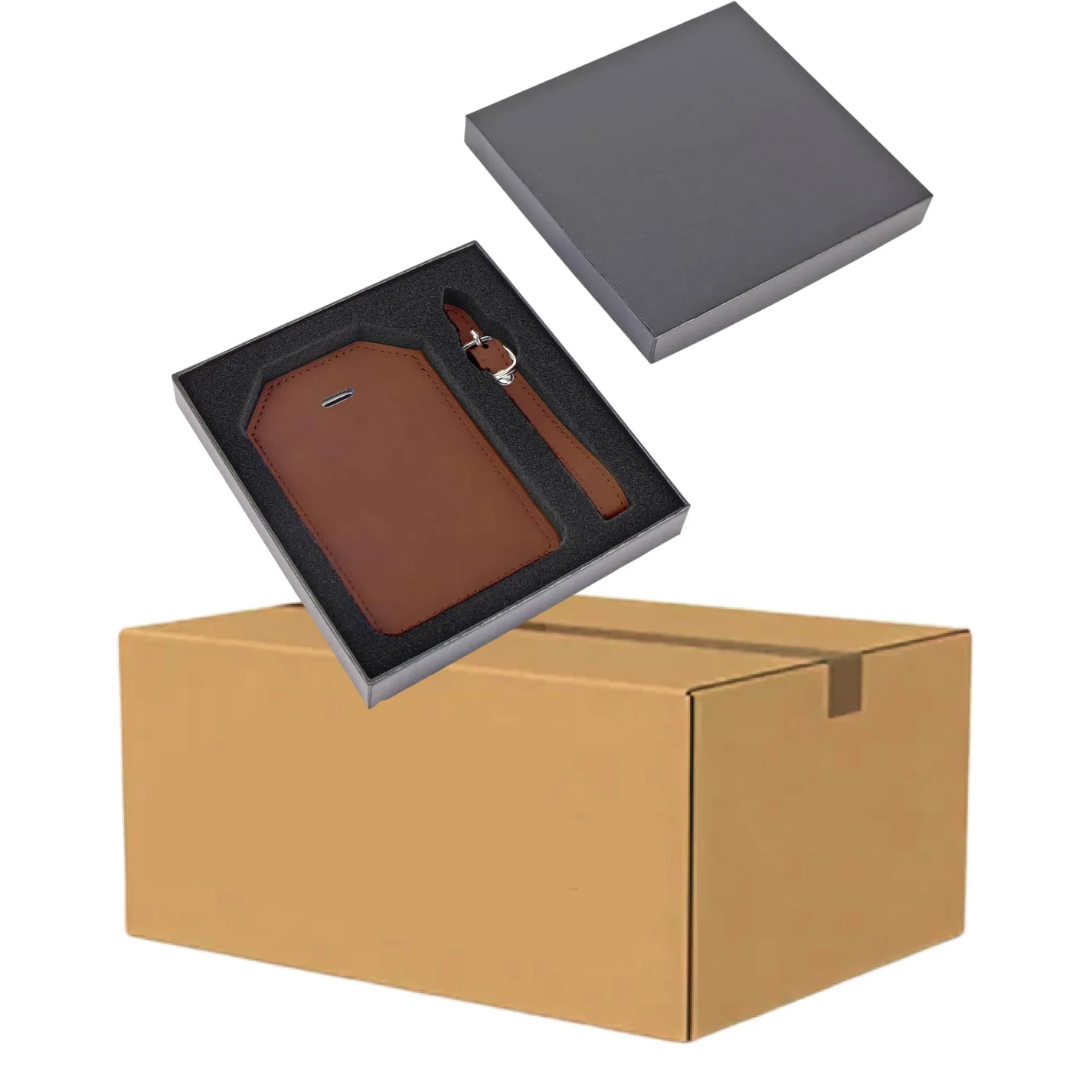 Luxe Reiskofferlabel met Privacyklep Bruin (inclusief 2 kanten graveren!)