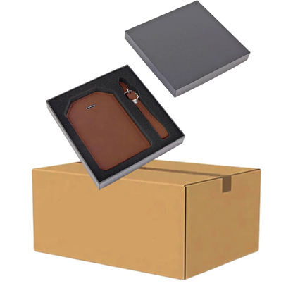 Luxe Reiskofferlabel met Privacyklep Bruin (inclusief 2 kanten graveren!)