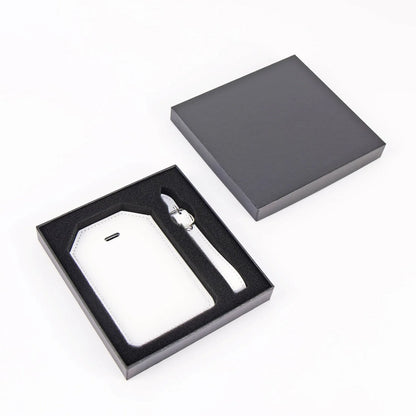 Luxe Reiskofferlabel met Privacyklep Wit (inclusief 2 kanten graveren!)