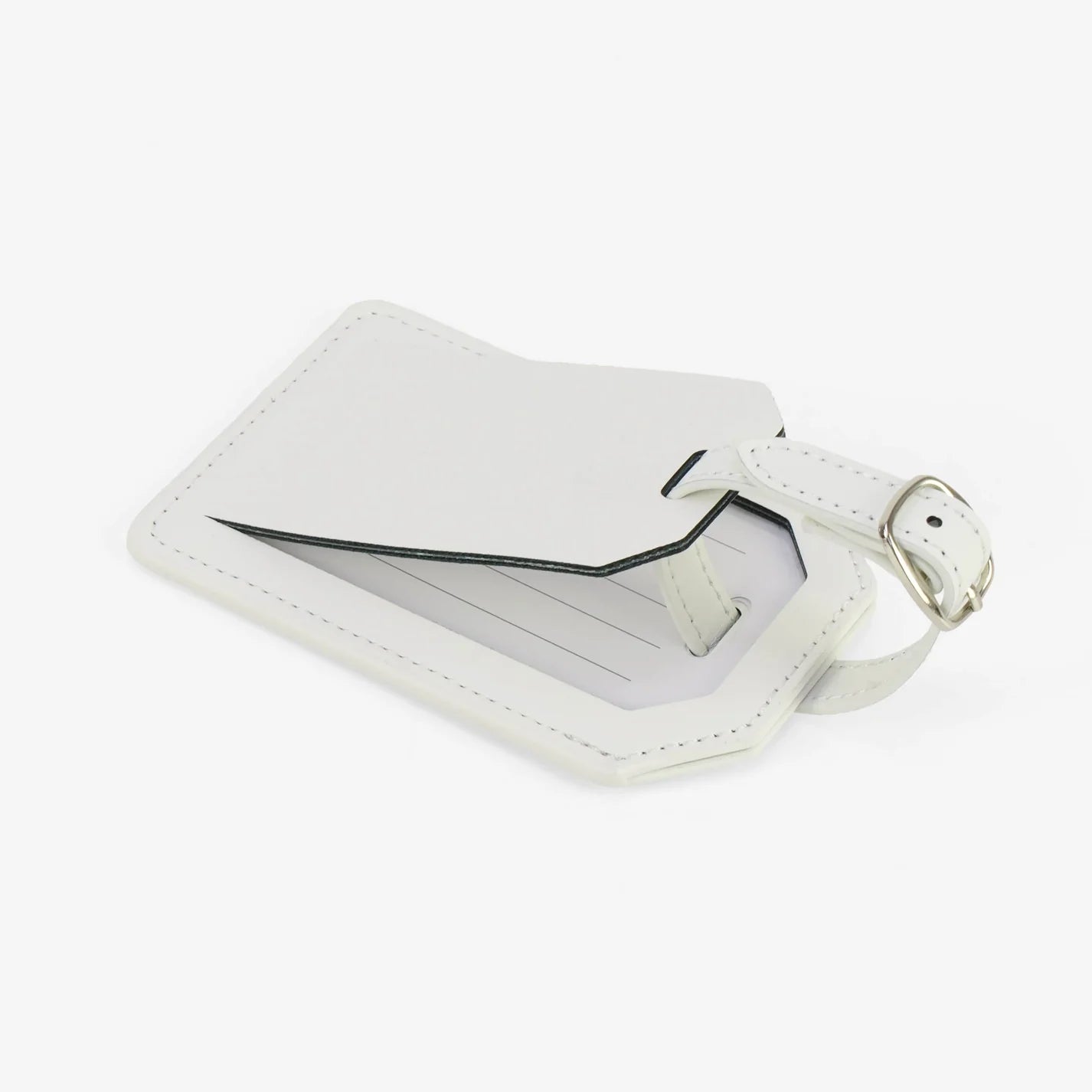 Luxe Reiskofferlabel met Privacyklep Wit (inclusief 2 kanten graveren!)