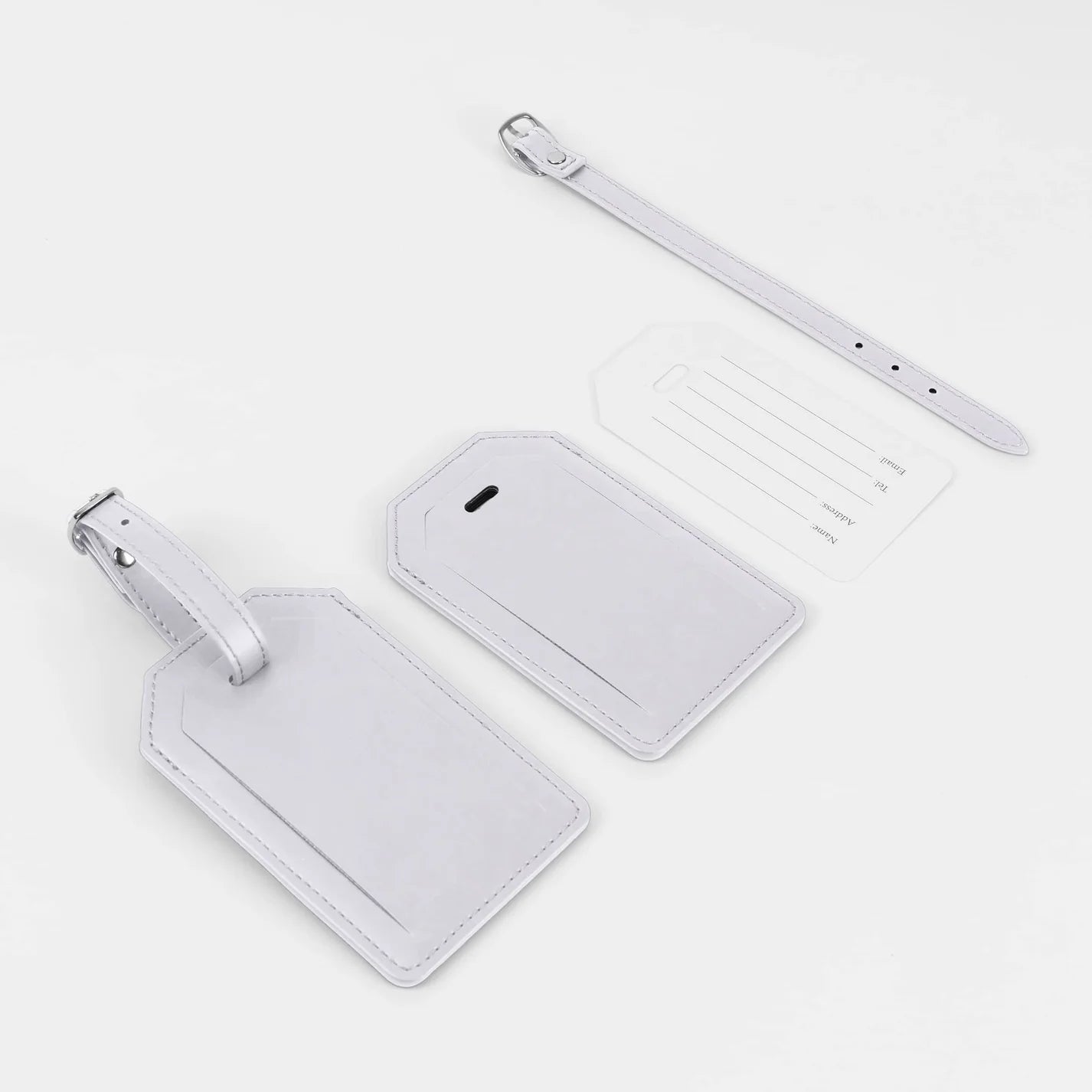 Luxe Reiskofferlabel met Privacyklep Wit (inclusief 2 kanten graveren!)