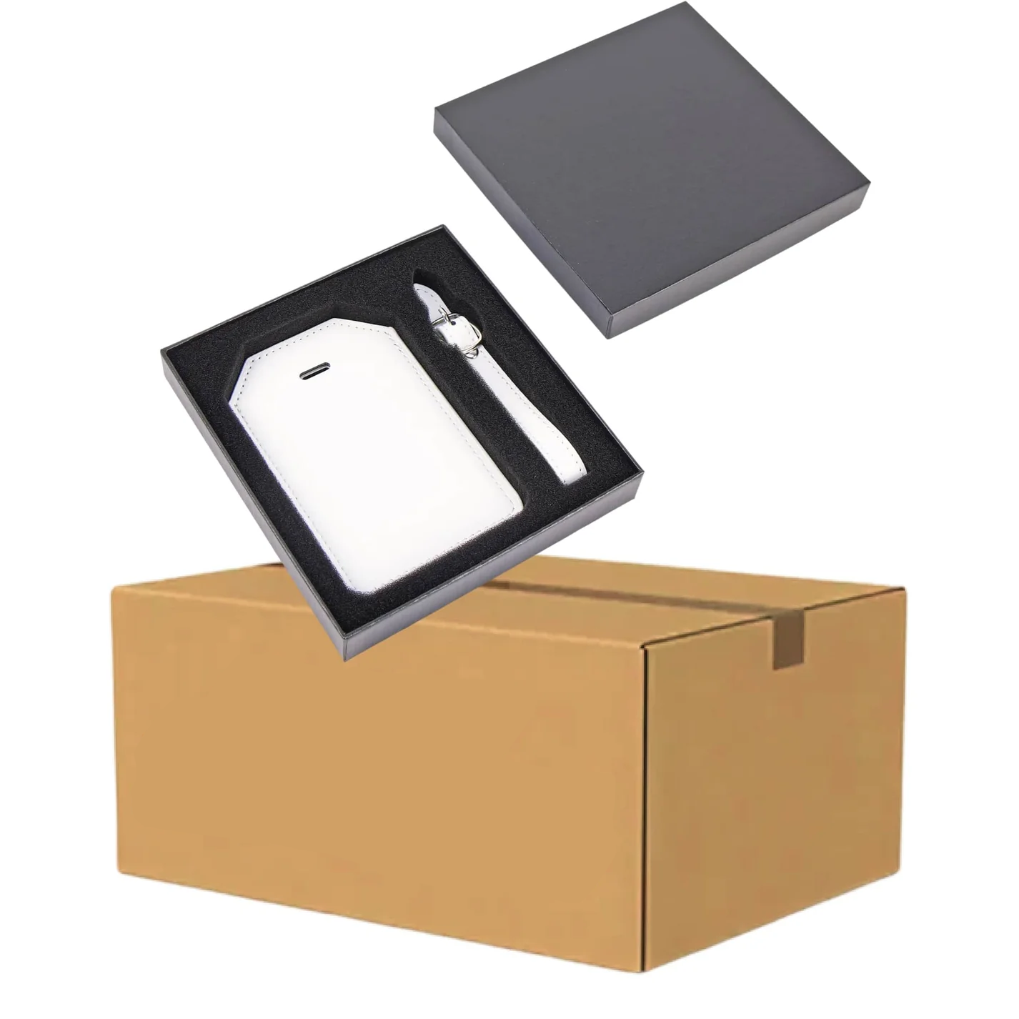 Luxe Reiskofferlabel met Privacyklep Wit (inclusief 2 kanten graveren!)