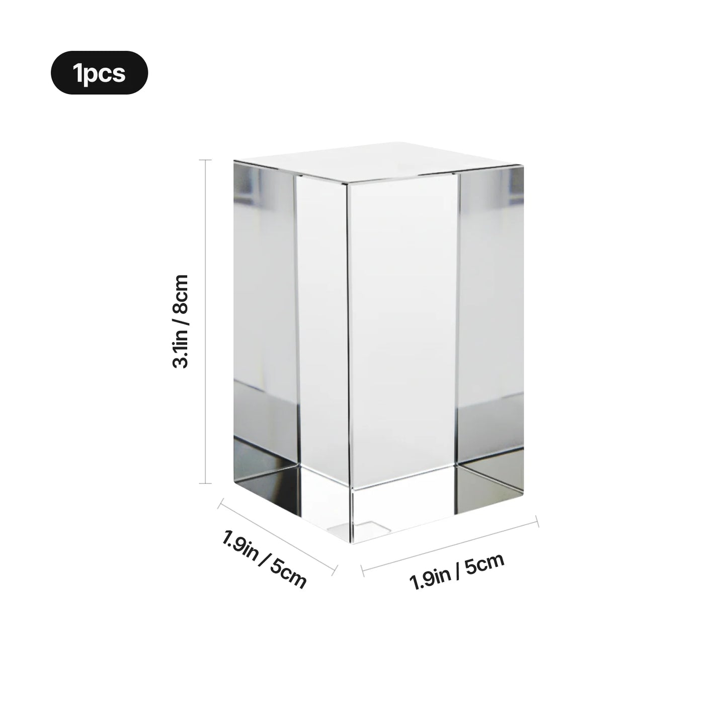 K9 Kristal met Gravure van de Westerkerk – 50 × 50 × 80 mm