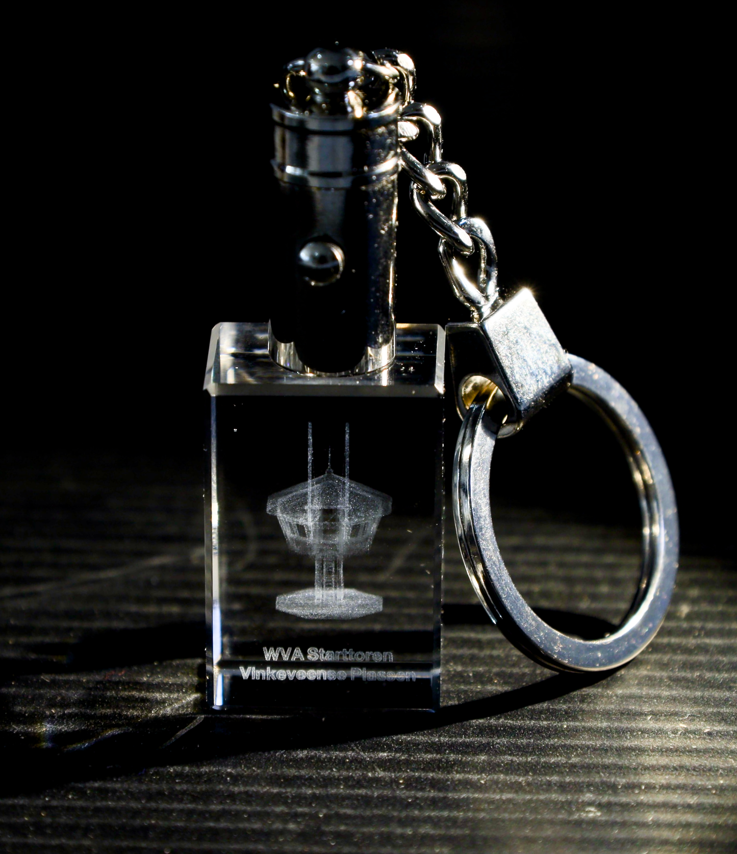 WVA Starttoren Vinkeveense Plassen Kristal Sleutelhanger met 3D Gravure