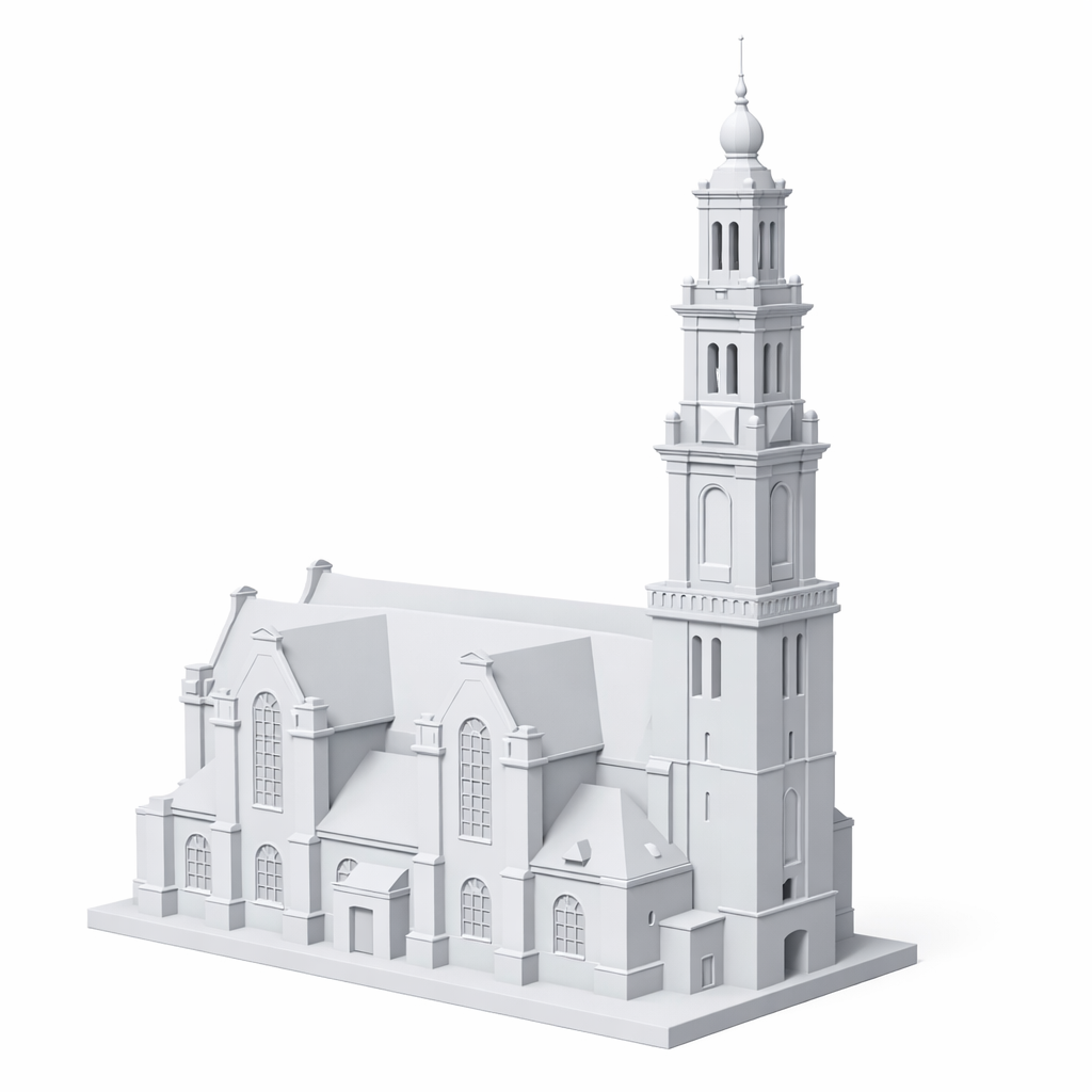 K9 Kristal met Gravure van de Westerkerk – 50 × 50 × 80 mm