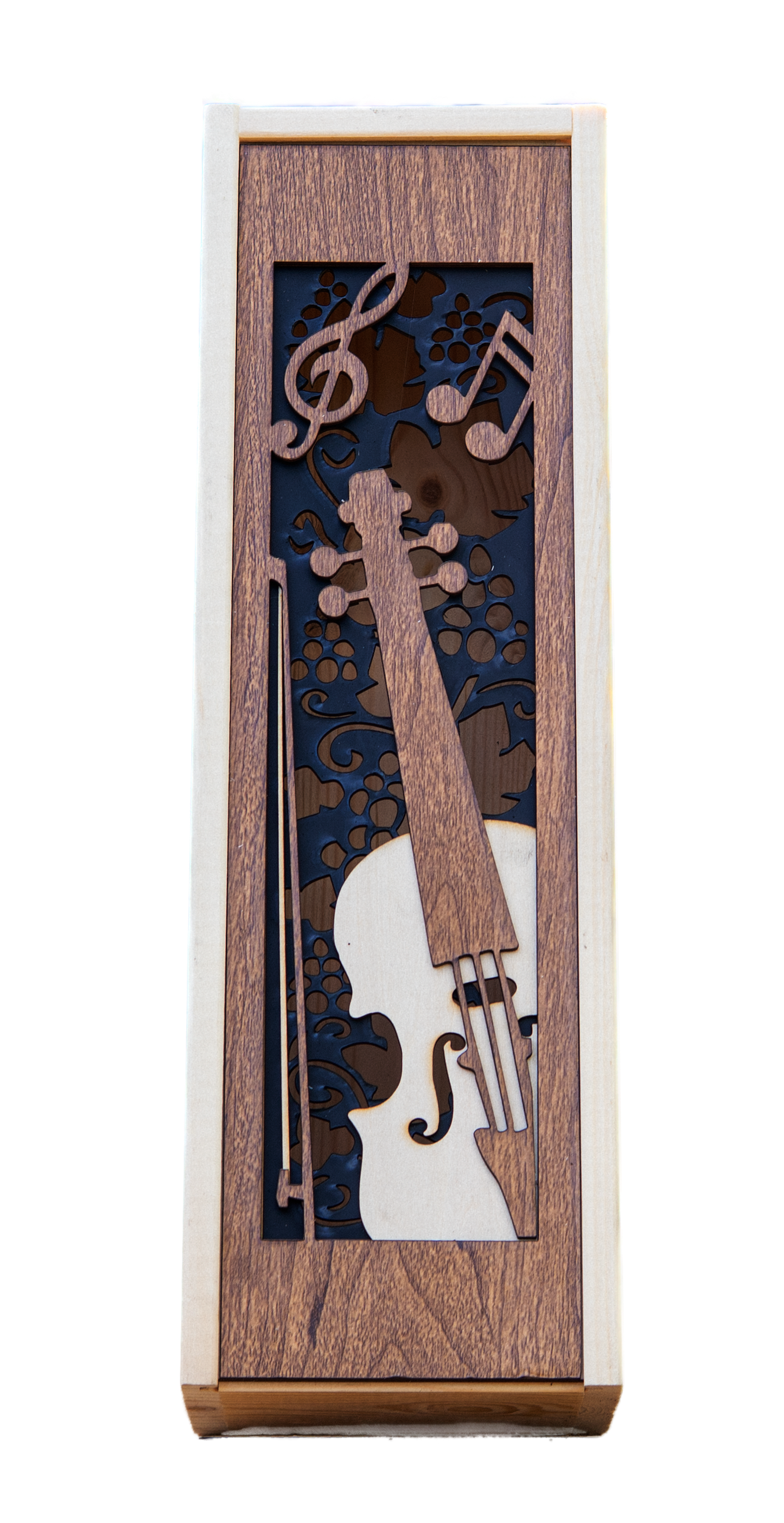 Wijnkistje met viool uitsnede