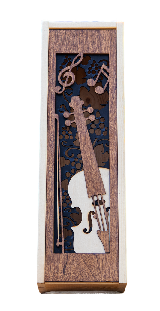 Wijnkistje met viool uitsnede