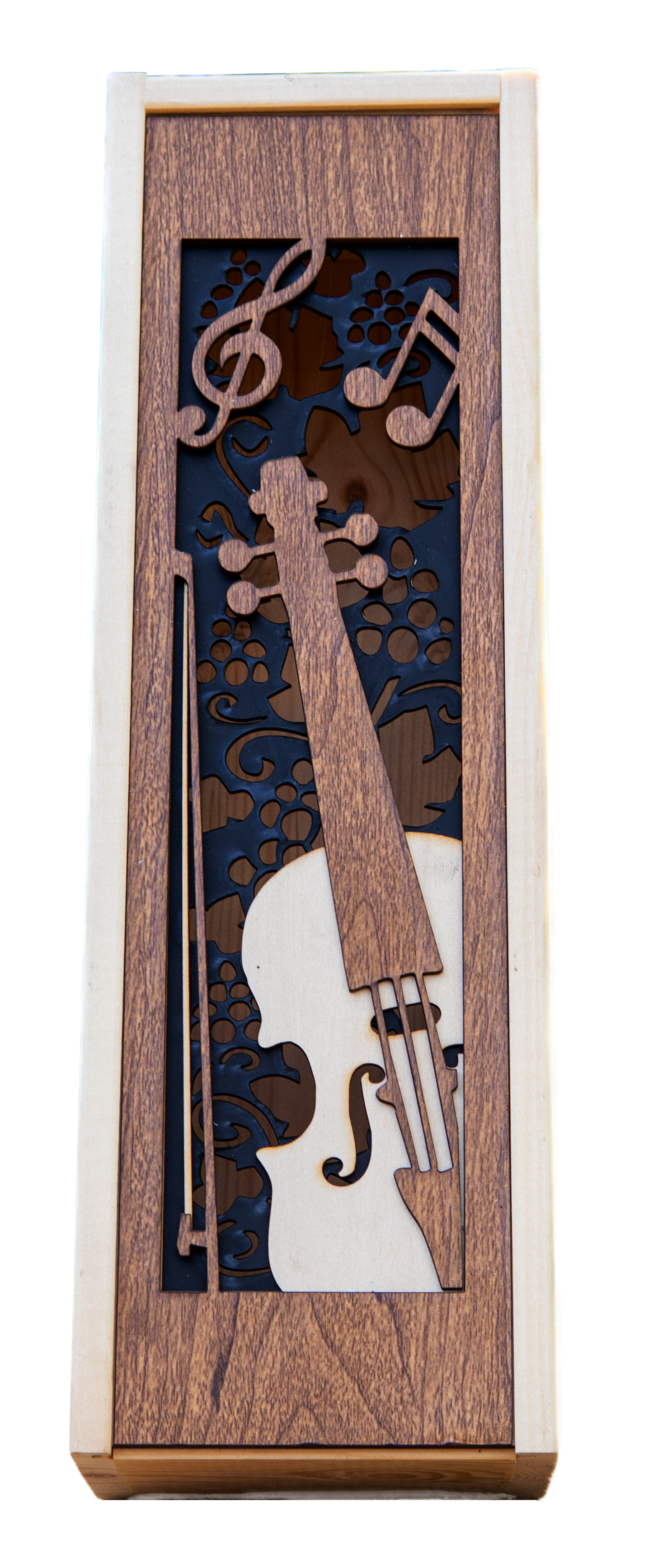 Wijnkistje met viool uitsnede