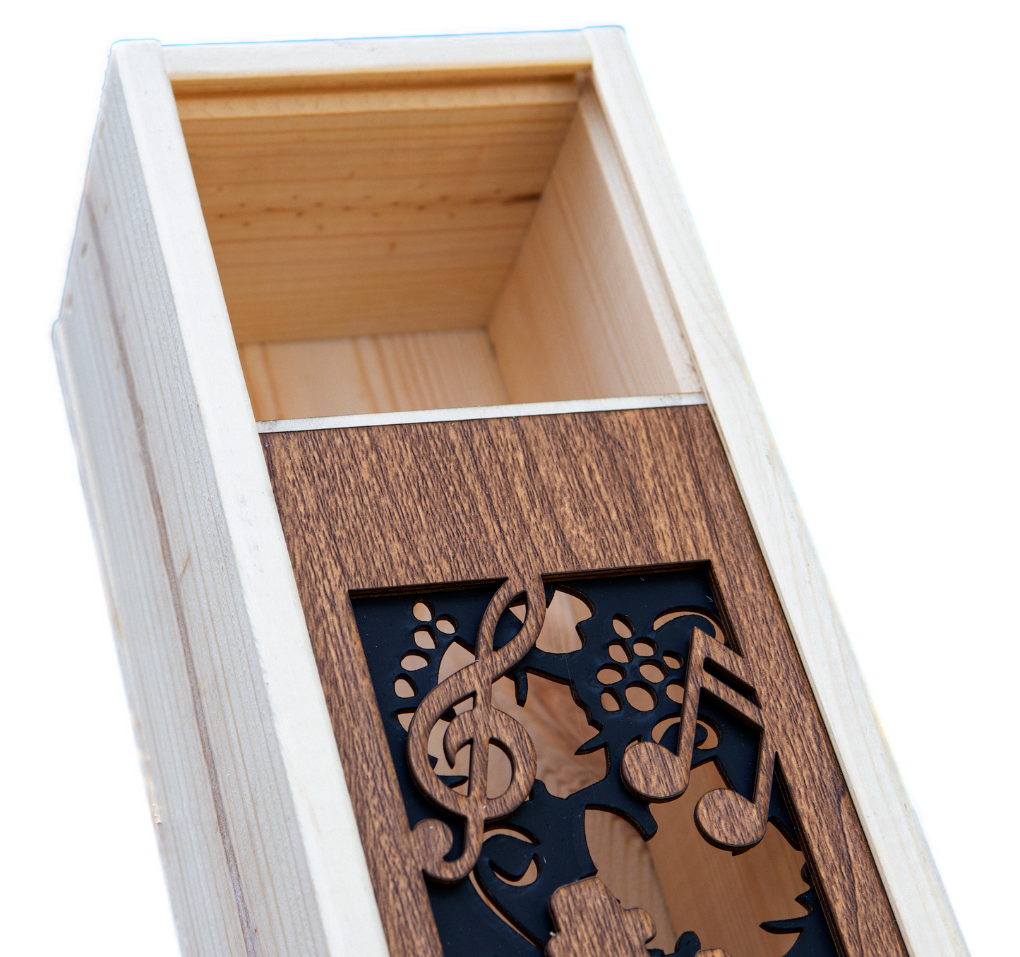 Wijnkistje met viool uitsnede