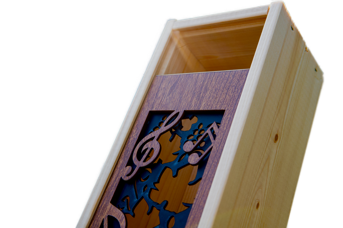 Wijnkistje met gitaar uitsnede