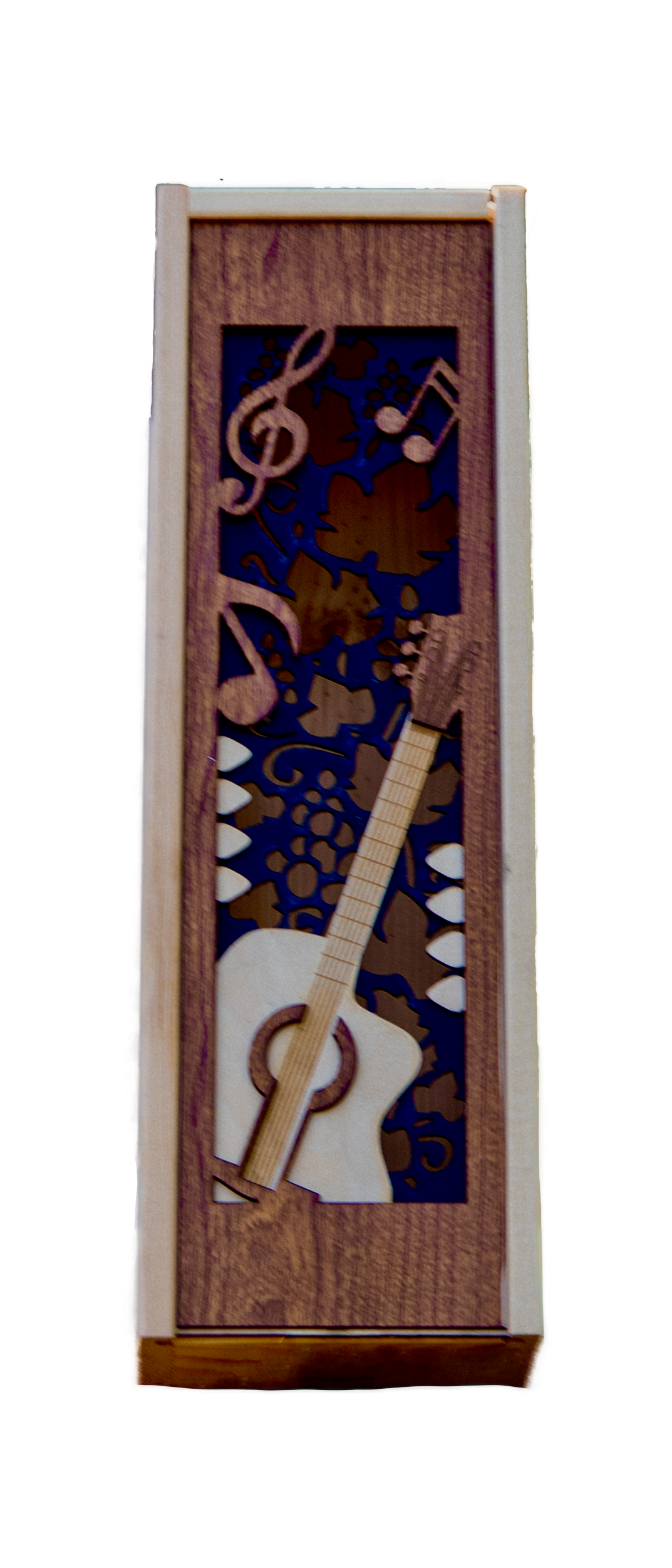 Wijnkistje met gitaar uitsnede